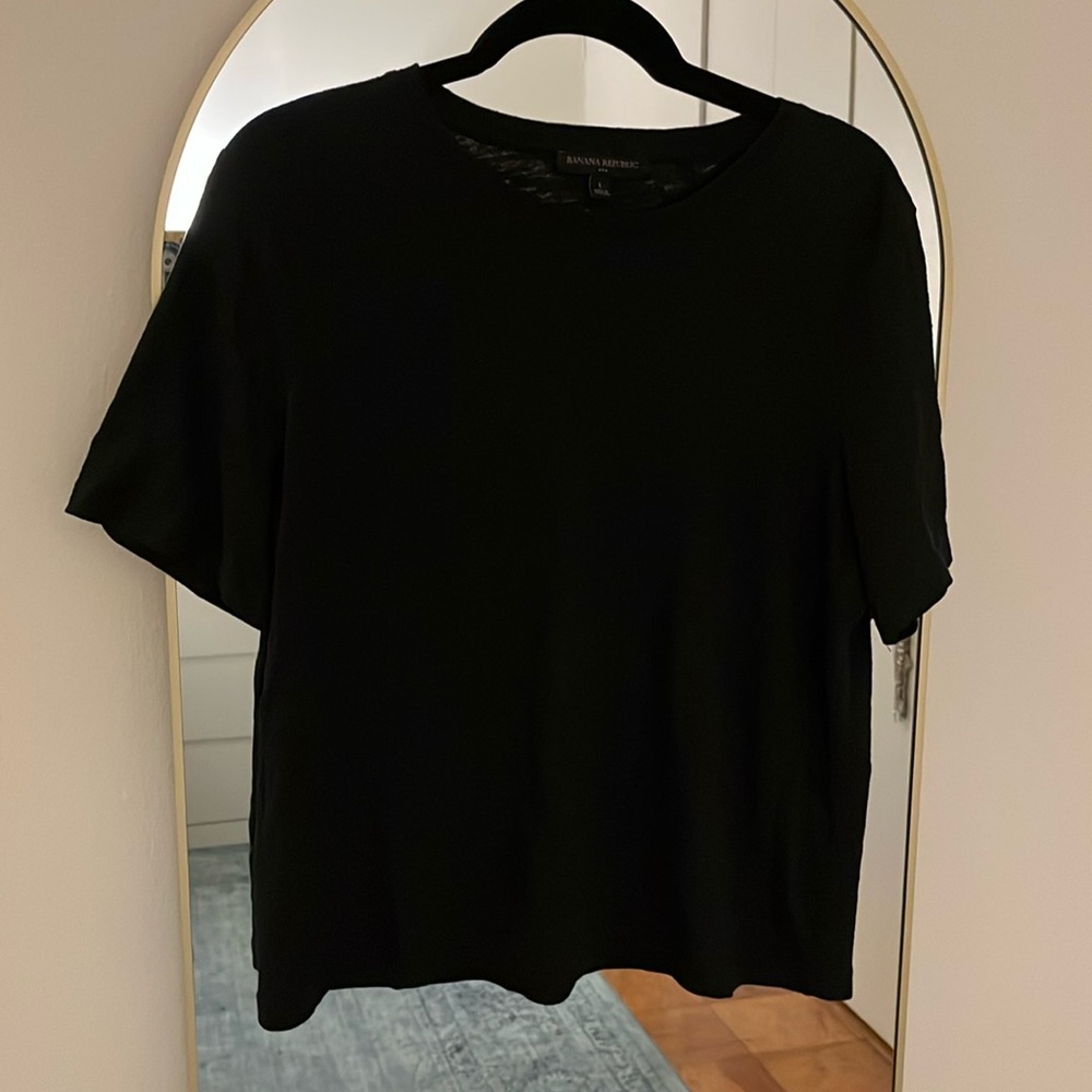 Banana Republic Black Burn Out T-shirt Size L